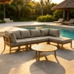 Modernes Teakholz Outdoor-Sofa-Set