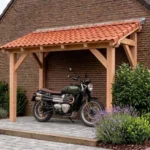 HOUTEN BUITENBERGING VOOR FIETSEN EN MOTOREN
